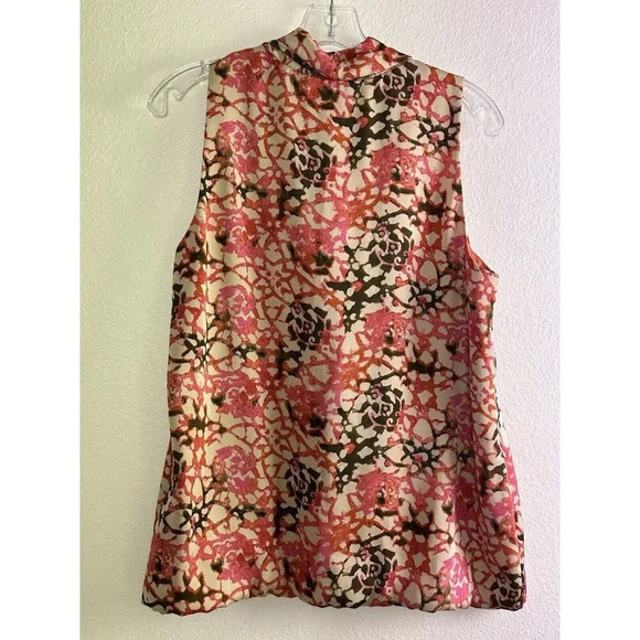 Michael Kors Cowl Neck Bubble Blouse Top Size Large Orange Brown Fall - Picture 5 of 13